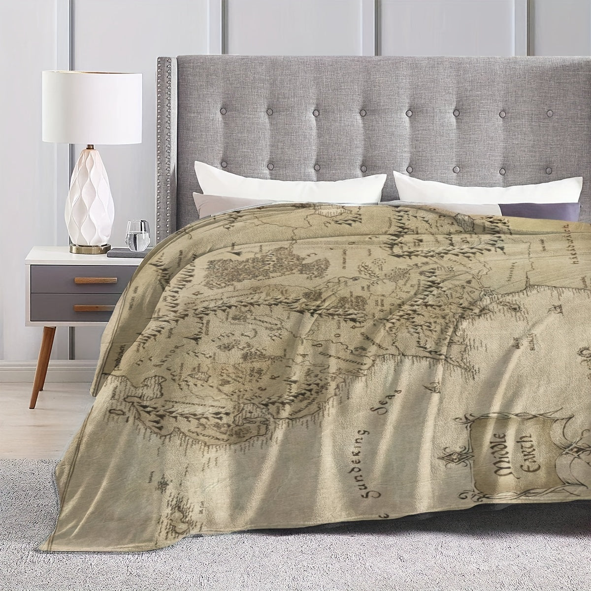 Soft and lightweight, this Middle Earth map throw blanket is a creative addition to your home decor. Perfect for keeping warm and cozy, this durable quilted bed blanket is ultra soft and perfect for snuggling up with.