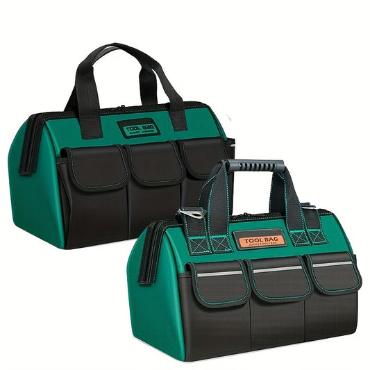 Waterproof canvas tool bag for woodworking and maintenance tools.