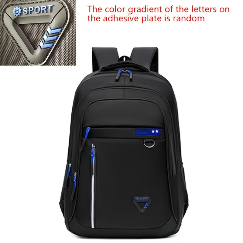 Durable nylon backpack with laptop compartment for students, easy to clean and ideal for school.