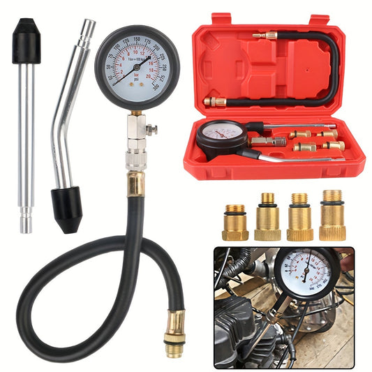 Automotive Cylinder Tester Kit with Compression Meter and Pressure Gauge.