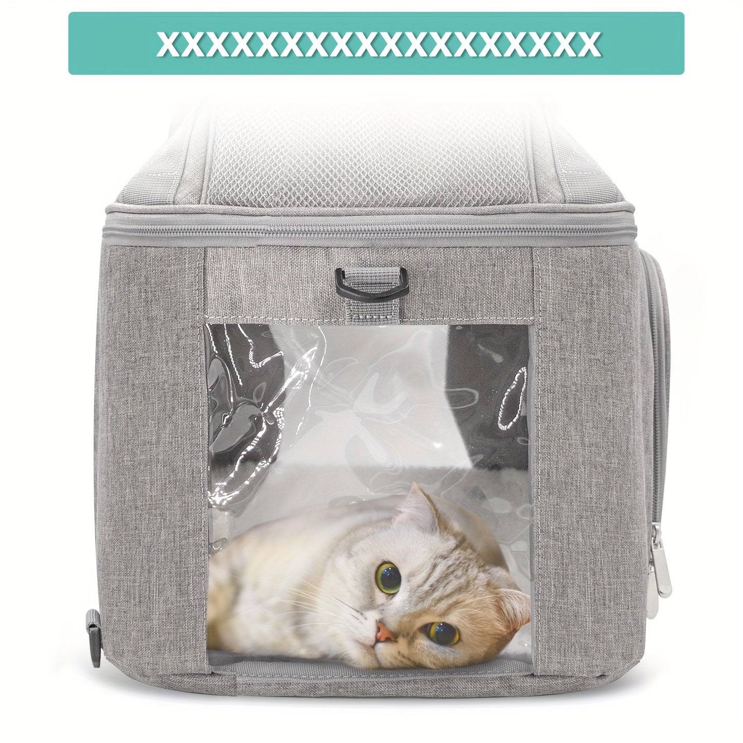 Durable polyester pet carrier bag in cozy gray, ideal for dogs and cats with zipper closure.