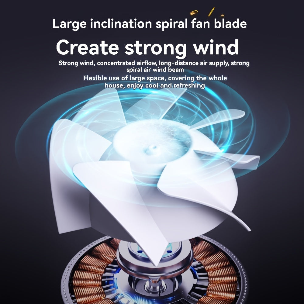 Portable High Velocity Turbo Fan with USB Rechargeable Lithium Battery, 100-Speed Digital Display, Strong Airflow, Indoor/Outdoor Table Fan, Button Control, ABS Material, Multi-Component Accessory, 6.4W