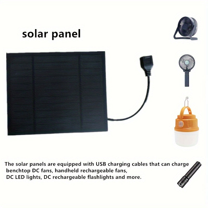 5W Portable Solar Panel Charger Kit with USB Cables - Perfect for Outdoor Emergencies, Powers Fans, Lights, Flashlights - Durable PET Laminated, Includes Battery Indicator, Solar Phone