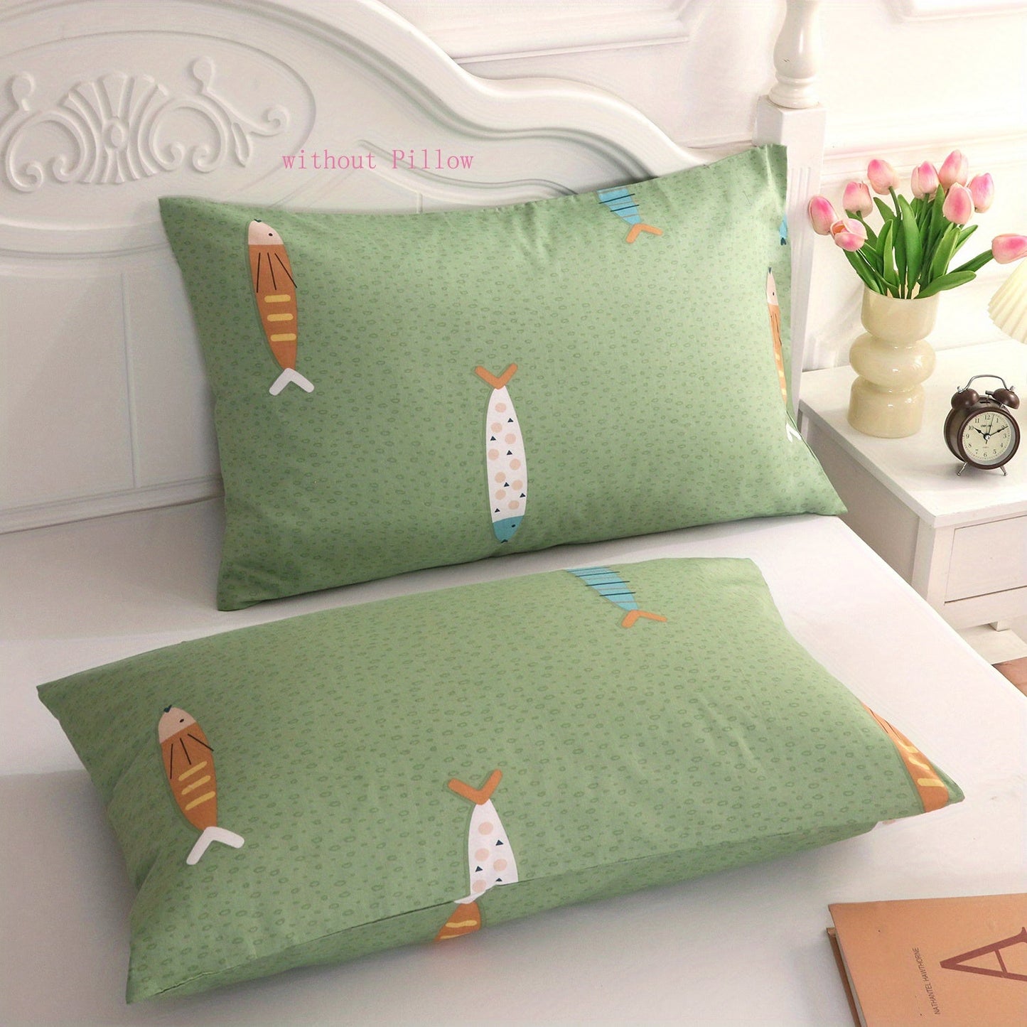 Set of 2 Soft 100% Cotton Pillowcases featuring Cute Cartoon & Nature-Inspired Designs - Breathable, High-Quality Envelope Pillow Covers for Bedroom and Sofa Decor, Easy to Clean in Washing Machine (Pillow Inserts Sold Separately), Perfect for Couch