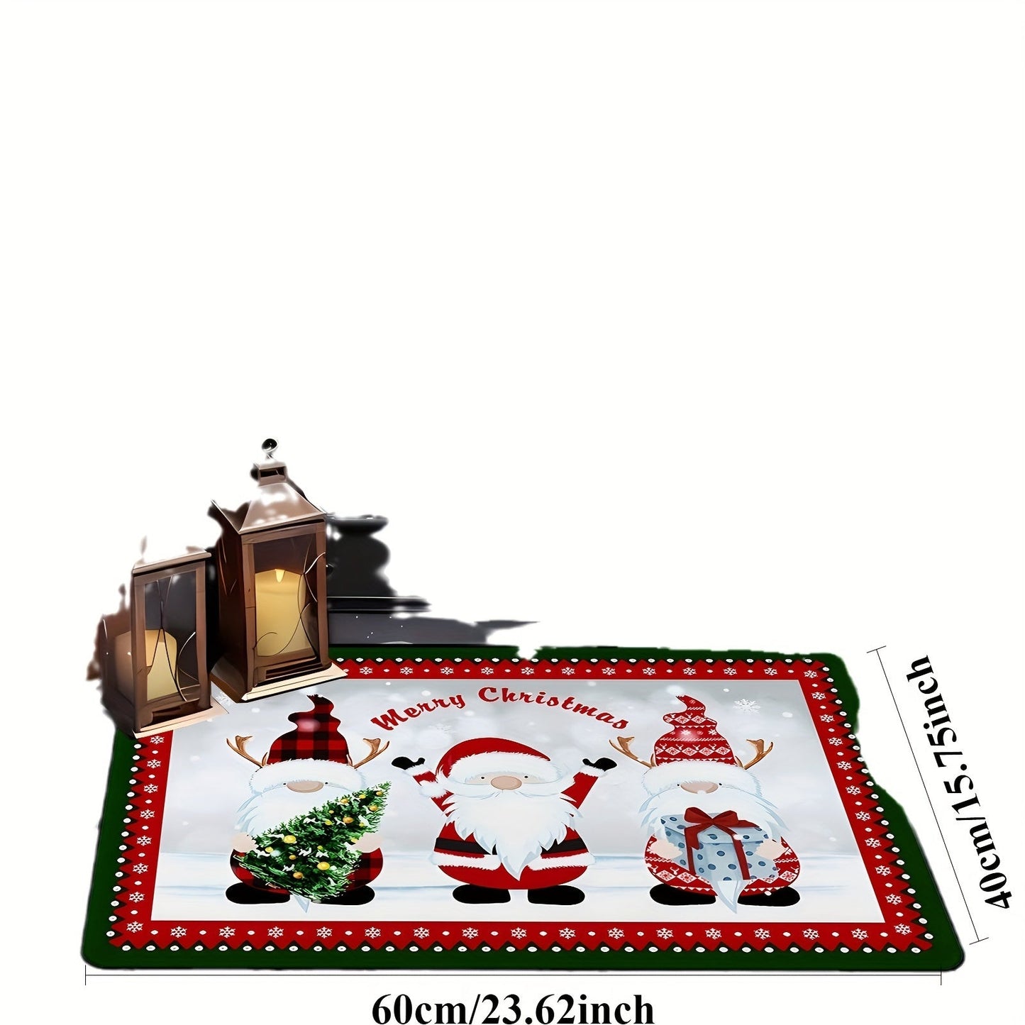 Polyester Christmas Santa Claus Doormat - Festive Entry Mat with Non-Slip Backing, Machine Washable, Holiday Decor Welcome Rug - 1 Piece