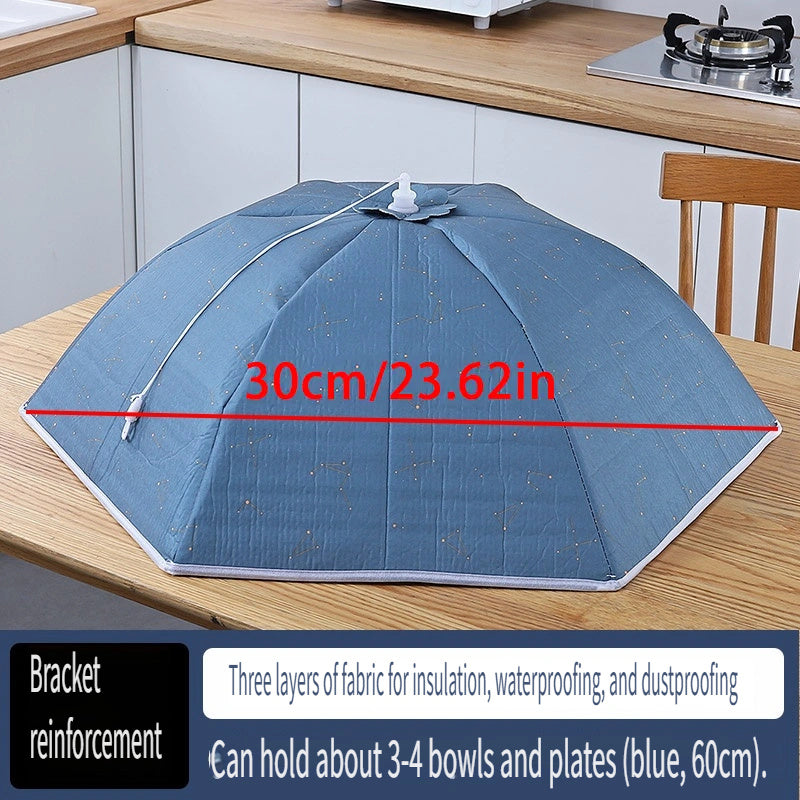 Snowflake patterned insulated folding food cover for large round tables, ideal for home dining and protecting food from dust.