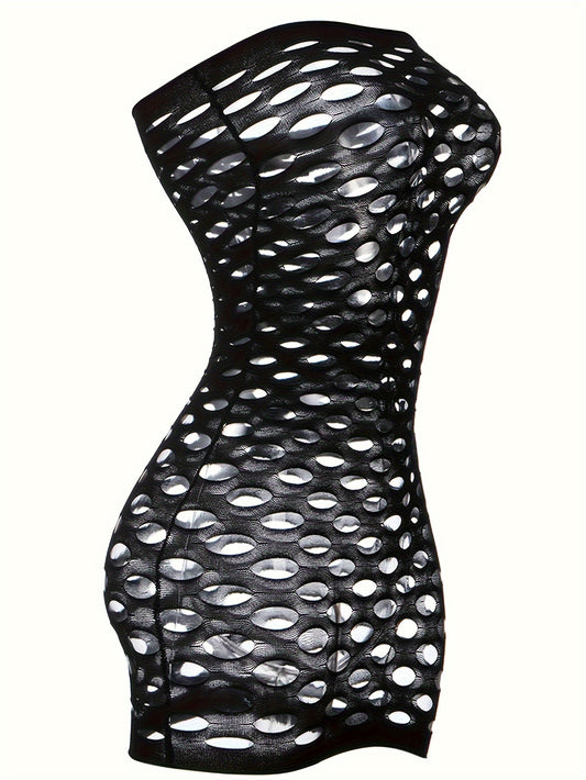 Black lace bodysuit with ombre design, adult size, made of polyamide and elastane blend.