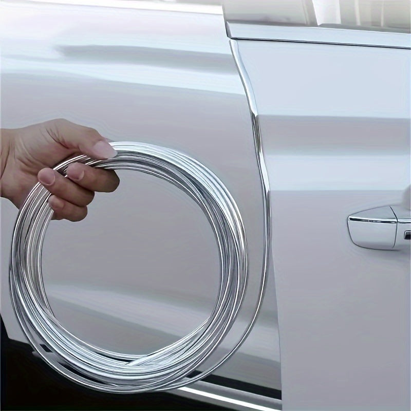 5m car door chrome decoration strip with rolled design for scratch prevention. Durable rear bumper guard for vehicle protection.