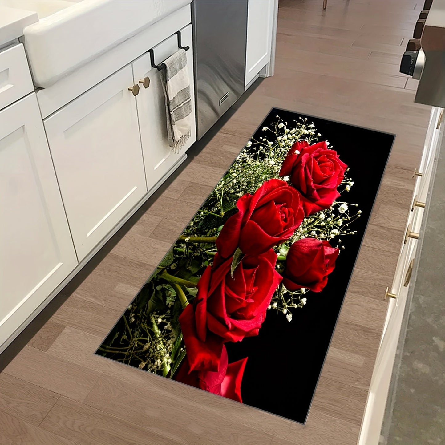 Soft kitchen rugs, cushioned anti-fatigue mats, set includes 2 pieces. Waterproof and non-slip with a rustic design. Can be used as a runner rug, bedside rug, or in the kitchen, office, sink, or laundry room. Super absorbent and machine washable. Great