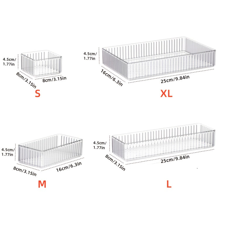 6/7/8pcs set of multi-functional acrylic transparent makeup storage box combinations, suitable for office and home use.