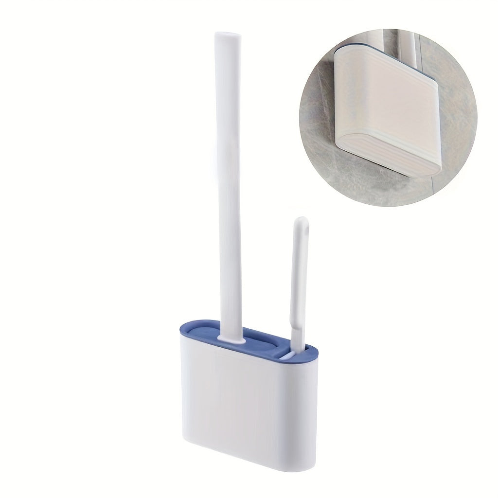 Wall-mounted toilet brush set with flexible silicone bristles