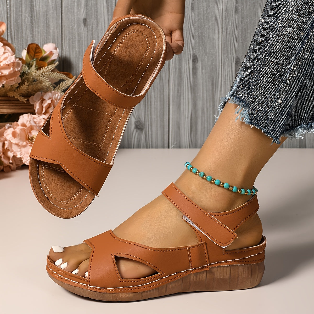 Stylish and comfortable wedge sandals for women.