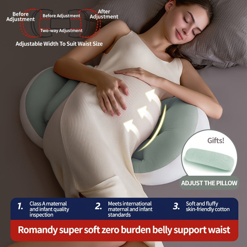 Maternity Pillow for Side Sleepers - Provides Waist Support & Belly Relief, Made with Ultra-Soft Polyester Fiber, Ideal for Pregnancy Comfort