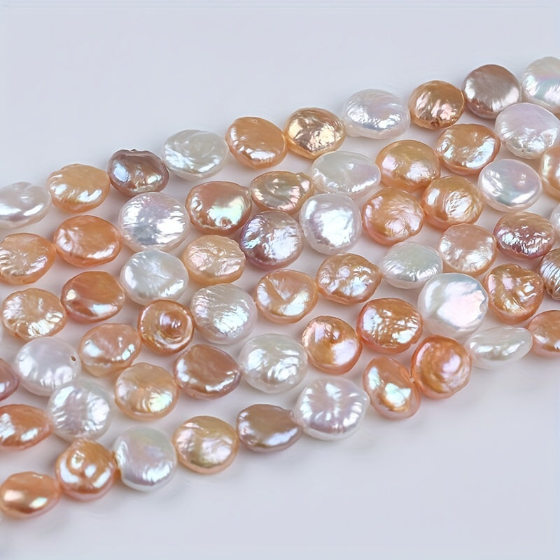 [Customer Favorite] Coin-shaped Freshwater Pearl Beads, 11-12mm Diameter, 20cm Strand in Mixed Colors