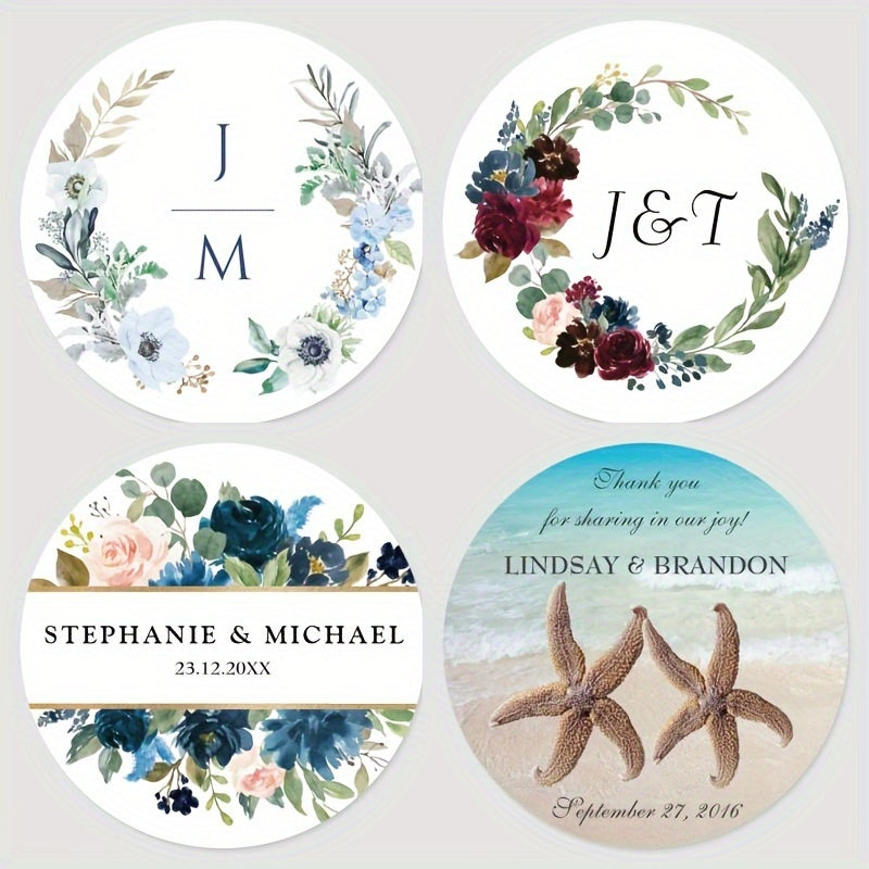 Personalized Round Labels for Bridal Showers - Custom Thank You Stickers with Name & Date, Matte Finish on Recyclable Paper