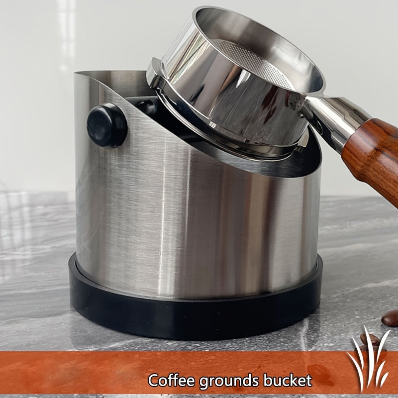 Stainless Steel Coffee Grounds Bucket for Espresso Machines - Removable Handle, Durable Waste Container for Home Use