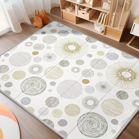 Extra Large Reversible Play Mat, 195.58cm x 177.8cm - Waterproof Non-Slip PE Crawling Mat with Soft Foam Cushion, Featuring Double Sided Designs of Rainbow & Stars, Koala & Stars, and Circles & Lines for Floor Play