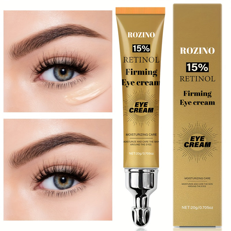 ROZINO 20g Retinol Firming Eye Cream: Smooth, moisturize, and elasticize eye skin. Non-greasy, gentle on all skin types. Hypoallergenic with glycerin for hydration.