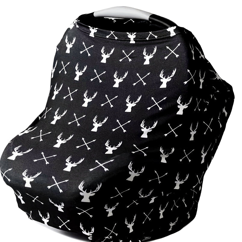 Versatile Elastic Car Seat Cover: Doubles as a Nursing Breastfeeding Cover, Cart/High Chair/Pram Cover, Scarf, and Car Seat Canopy