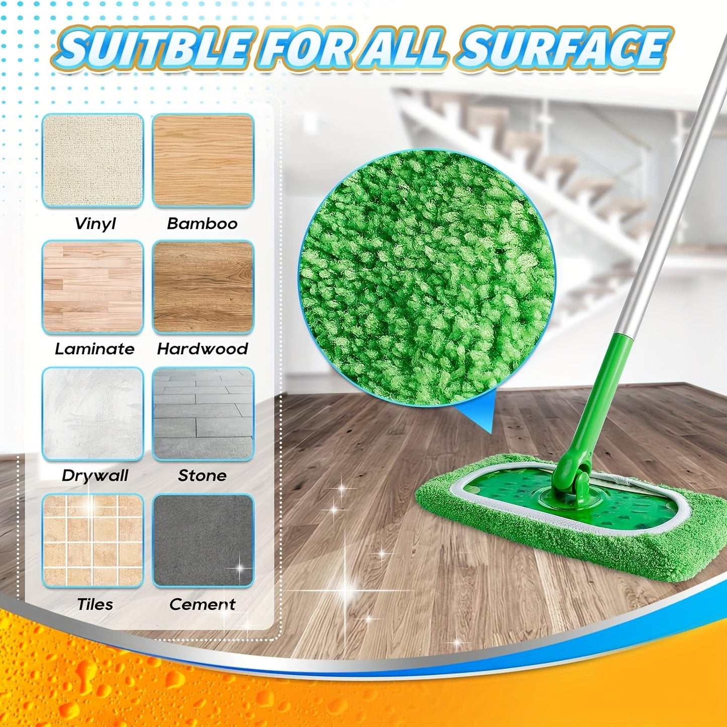 Upgrade your cleaning routine with this set of 4 Microfiber Cleaning Mop Replacement Pads. Made of high-quality materials, these flat floor mop cloths are washable and durable for long-lasting use. They can be used for wet and dry cleaning, making them