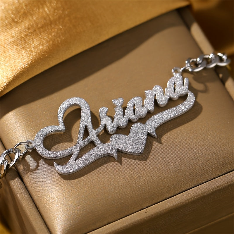 The Perfect Gift for Him: a Personalized Heart Pendant Necklace with a Customized Unique Shiny Name, on a Stainless Steel Cable Chain. Ideal for Birthdays, Anniversaries, and Other Special Occasions.