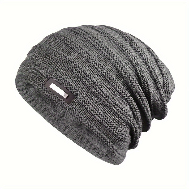 Versatile Knitted Hat for both Men and Women, Features Double Layer and Plush Velvet Lining - Perfect Gift Option