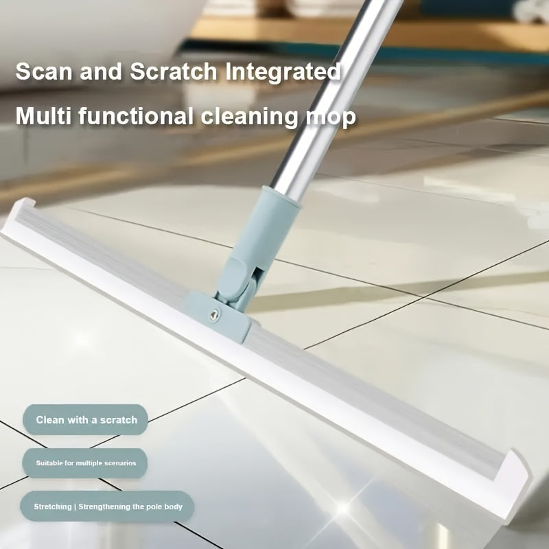 Extendable handle silicone mop scraper, a versatile cleaning tool for tiles and glass, perfect for bathroom, toilet, kitchen, living room, and bedroom. Efficiently clean floors and glass with this multi-functional accessory.