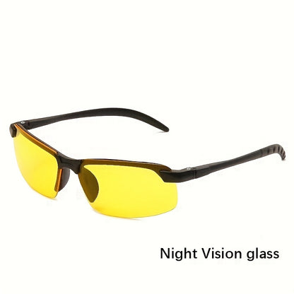 Night vision glasses for outdoor sports and night driving, available in sets of 1, 2, or 4, for men and women. Fashionable semi-rimless design.