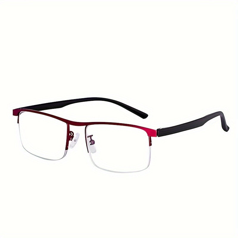 Automatic dual-purpose multi-focus reading glasses for men and women with anti-blue light technology and half-frame design.