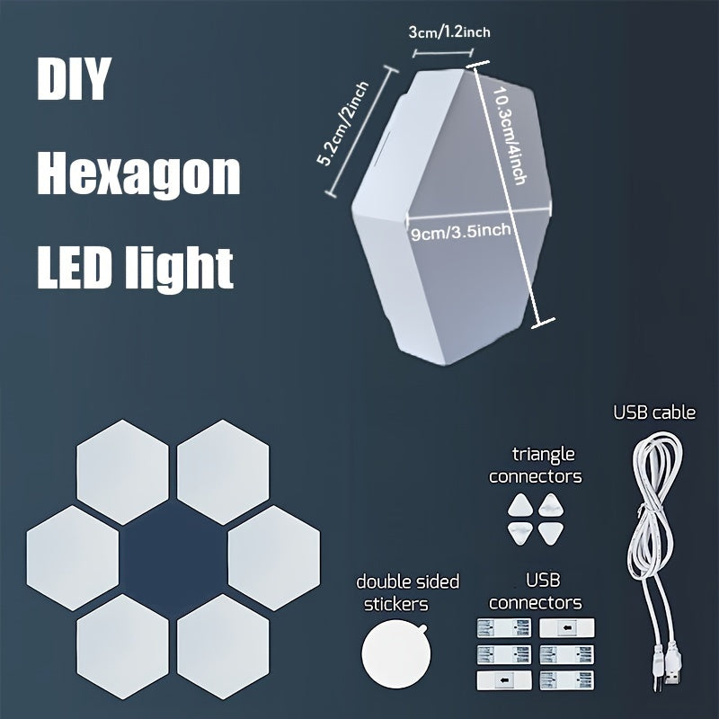 Touch control hexagonal LED wall light with touch night light, energy efficient and easy to use.