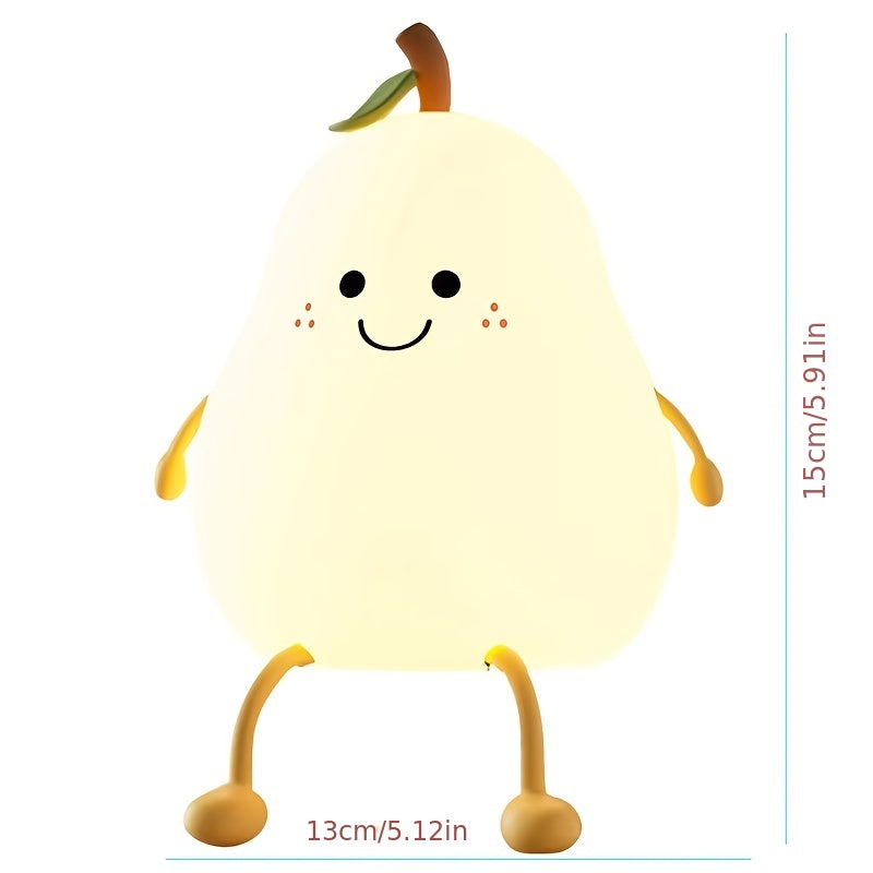 1pc Cute Pear Shaped Silicone Night Light, USB Charging, 7 Color Modes, Perfect for Any Room or as a Gift.