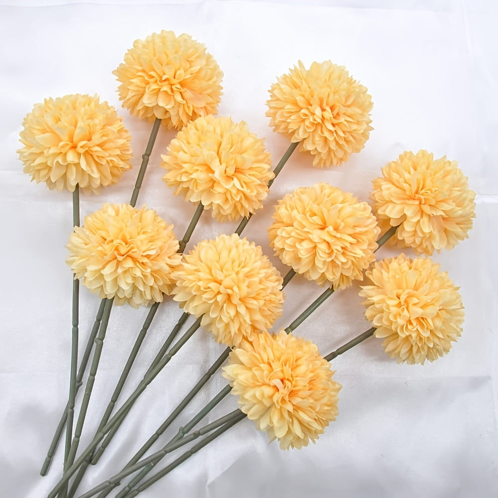 5 Glorious Chrysanthemum Ball Flower Bouquet - Ideal for Home, Office, Parties, and Weddings - Artificial Flowers for Special Occasions