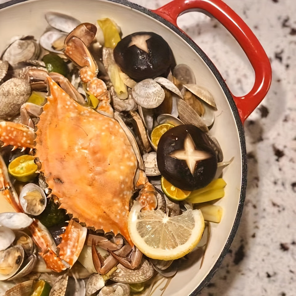 Versatile Enamel Cast Iron Braiser Casserole with Lid - Nonstick Shallow Dutch Oven for Stews, Soups, Seafood, and More!