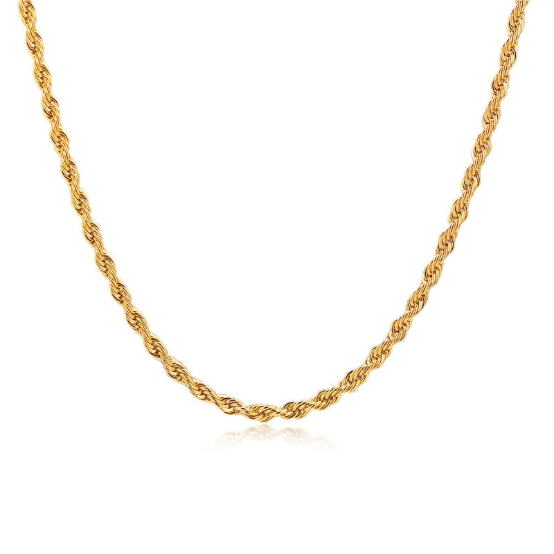 Chic gold-toned stainless steel rope necklace and bracelet set in Y2K minimalist style. Great for daily wear, gifting, and Valentine's Day. Perfect for layering.