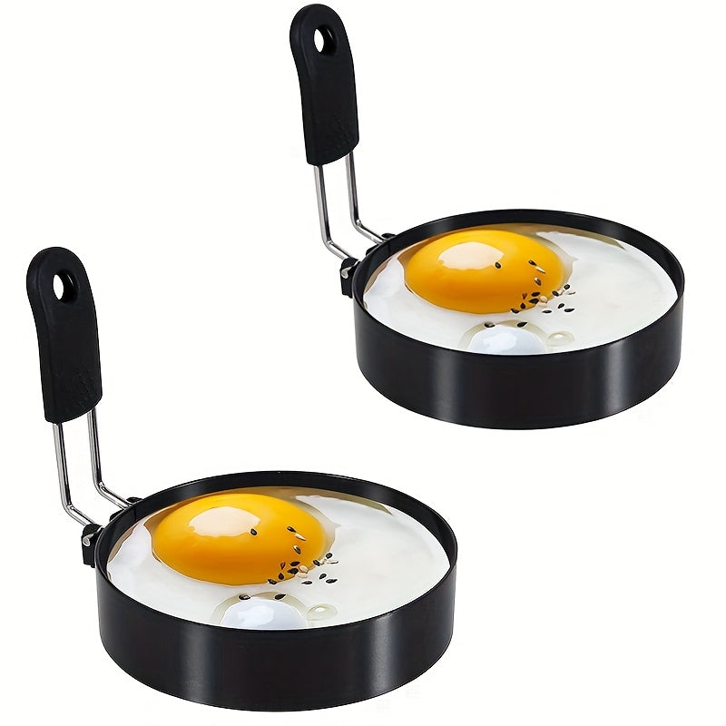 Set of 2 Stainless Steel Egg Rings, 4-Inch Diameter, Non-Stick Coating, Perfect for Making Flawless Eggs and Omelets Using Kitchen Tools and Supplies, a Must-Have for Any Home Kitchen