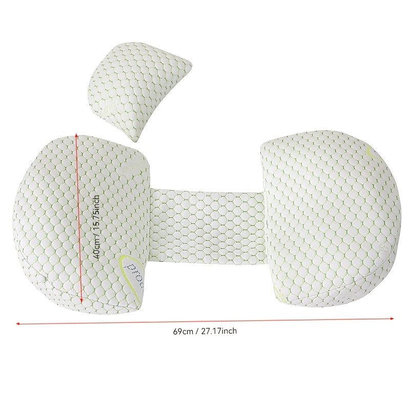 Soft polyester pregnancy pillows come in a convenient 2-pack. These side sleeping pillows are adjustable for multiple positions and come with a detachable cover for easy cleaning. Providing lumbar support for back, hip, and leg relief, they can also be