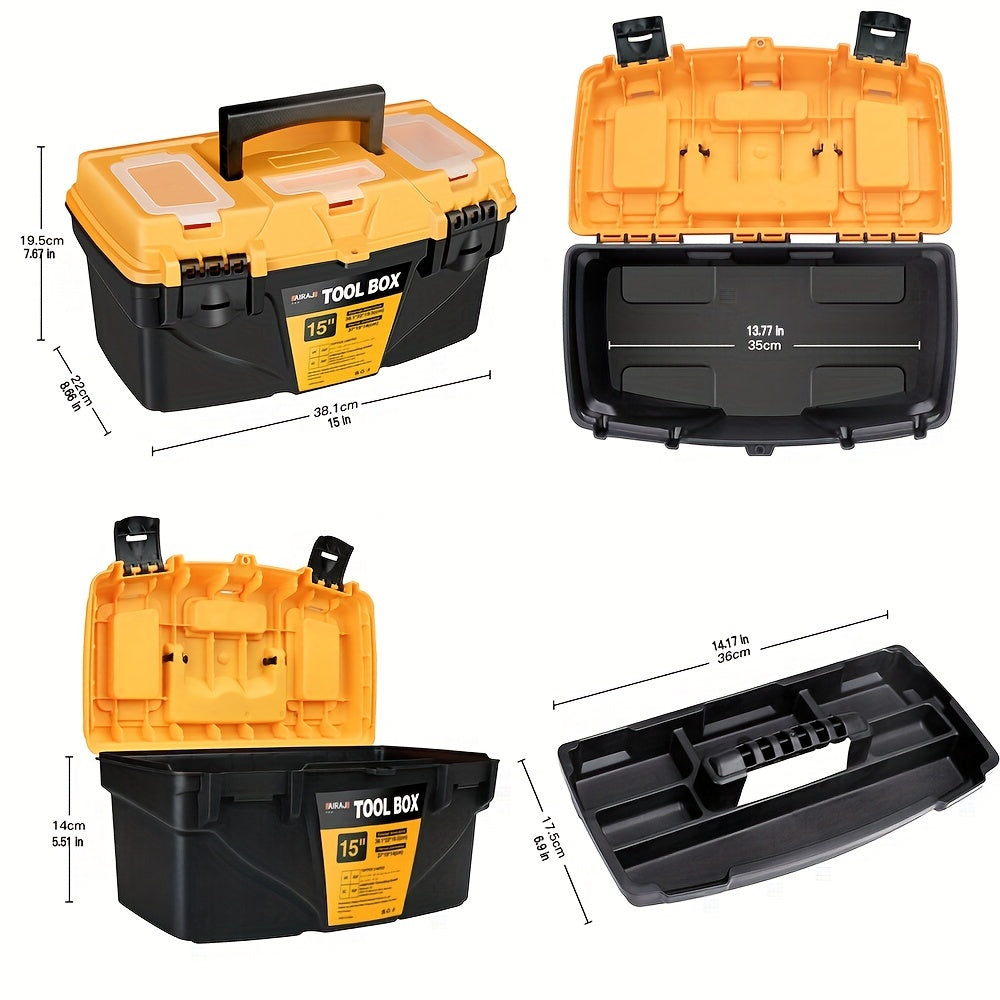 38.1cm AIRAJ Hardware Toolbox, Plastic Combination Suitcase for Electricians and Woodworkers