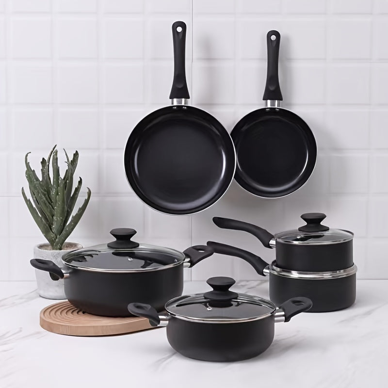 Top Pick! 15-piece Nonstick Cookware Set including Soup Pot, Milk Pot, and Frying Pans - Featuring Ceramic Finish Aluminum Cookware with Stay Cool Handles, Perfect for Gifting, Family Gatherings, Seniors, Nonstick, and All-purpose Use