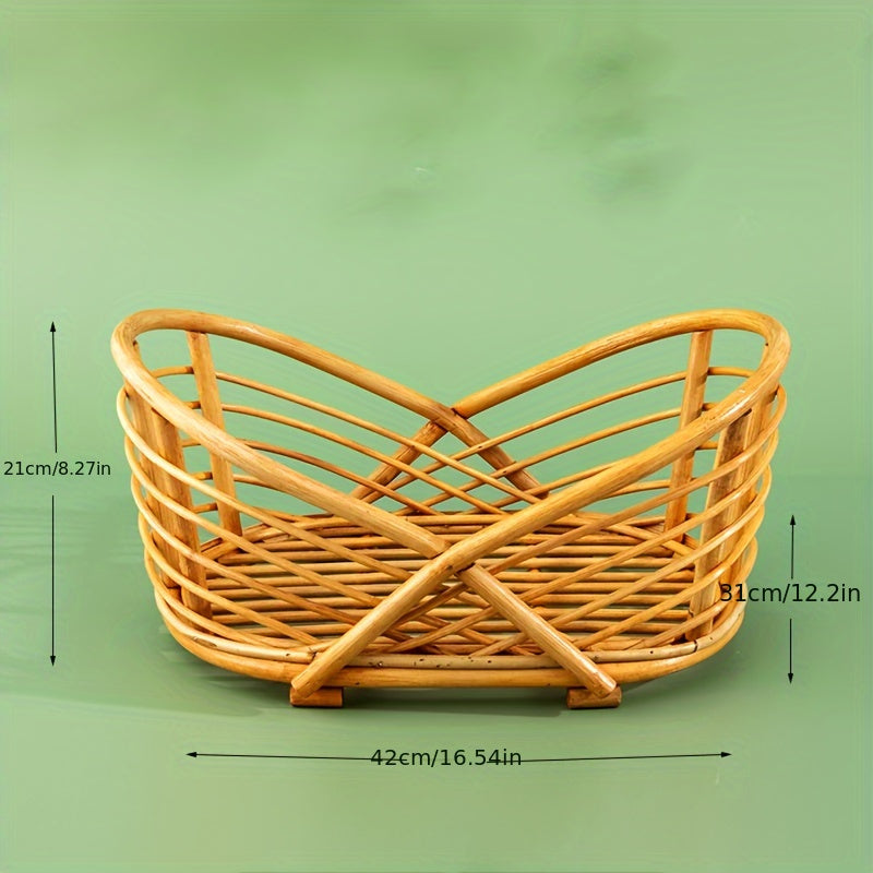 Beautiful Rattan Woven Basket for Children's Photoshoots - Ideal for Creating Stylish Poses & Cherished Memories, Ivory