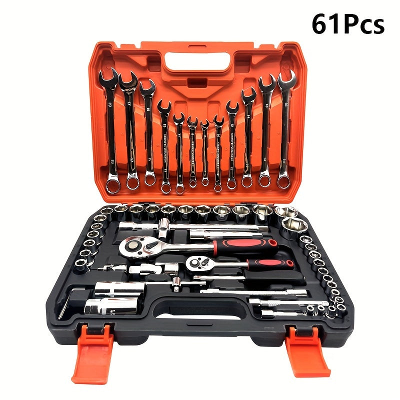 53/82/121/151 pcs of Stainless Steel Automotive Repair Tool Kits with Quick Ratchet Wrenches for Off-Road Motorcycles And Bicycle Maintenance - Complete Automotive Repair Accessories