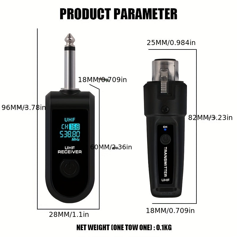 NXG 2pcs/1pc Microphone Transmitter and Receiver for XLR Microphone System, 6.35mm Jack, 2.4GHz Long Distance Transmission, USB Rechargeable, Capacitor and Dynamic Microphones