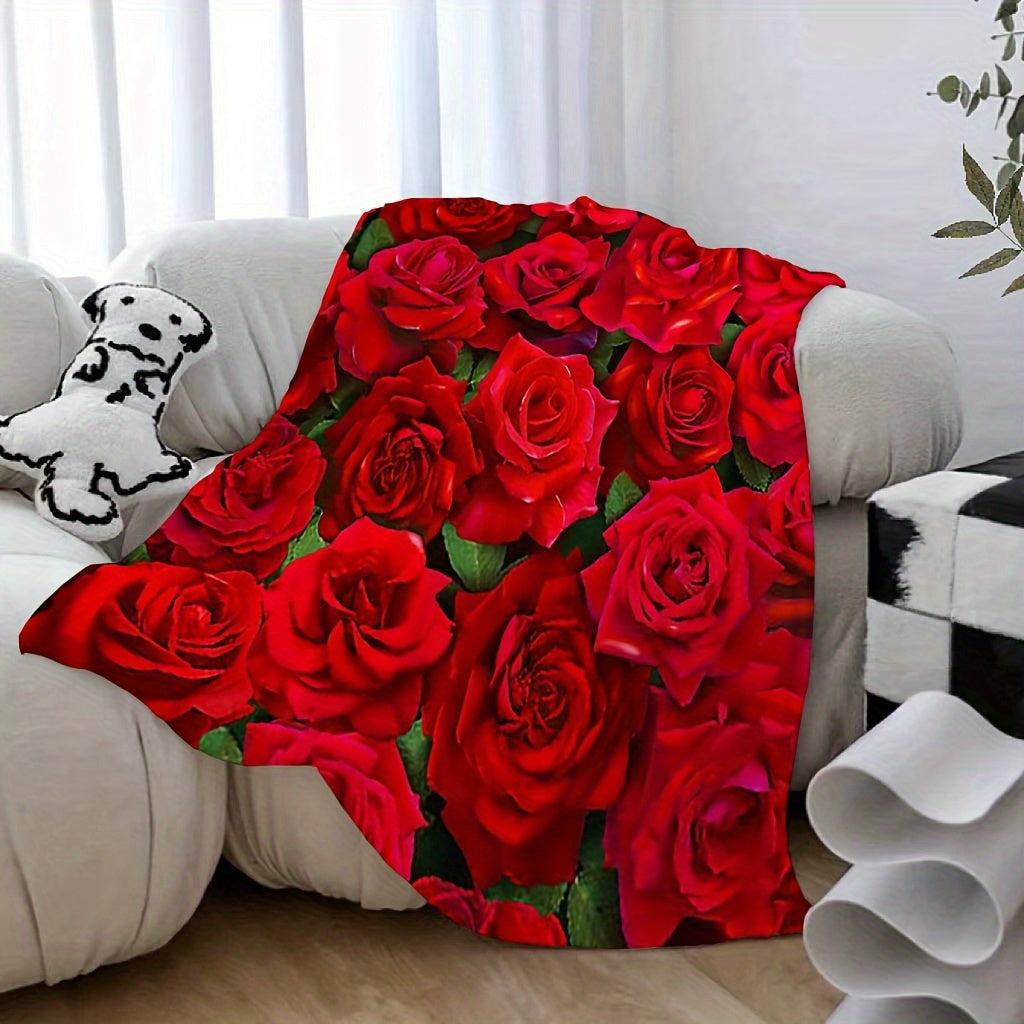 Stay warm and cozy with this Red Rose Print Flannel Throw Blanket. Perfect for snuggling up on the couch, bed, or taking on the go. Makes an ideal gift for Christmas or Valentine's Day for your girlfriend, family, and friends. This warm, digital printed