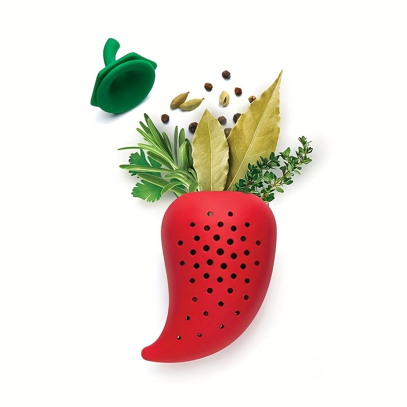 Silicone Pepper-Shaped Spice Infuser Strainer - A Kitchen Tool for Adding Flavor to Soups, Stews, and Sauces - Food-Grade, BPA-Free, and Heat-Resistant - 1 Piece