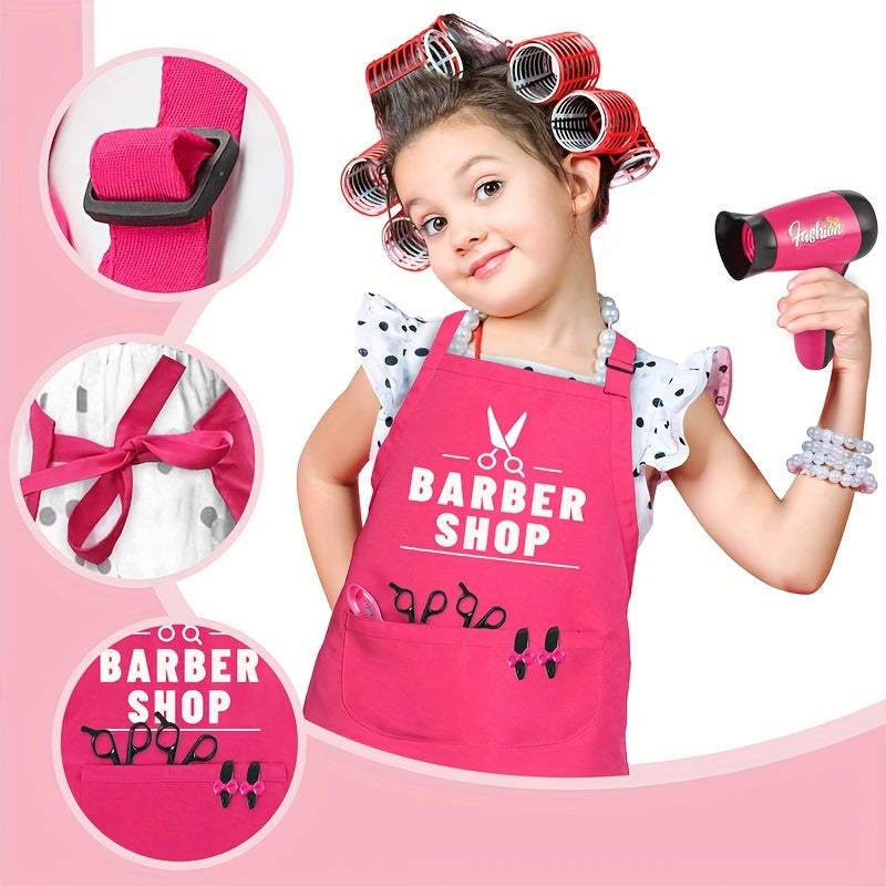 17-piece girls' beauty salon set with pretend haircut toys and styling accessories