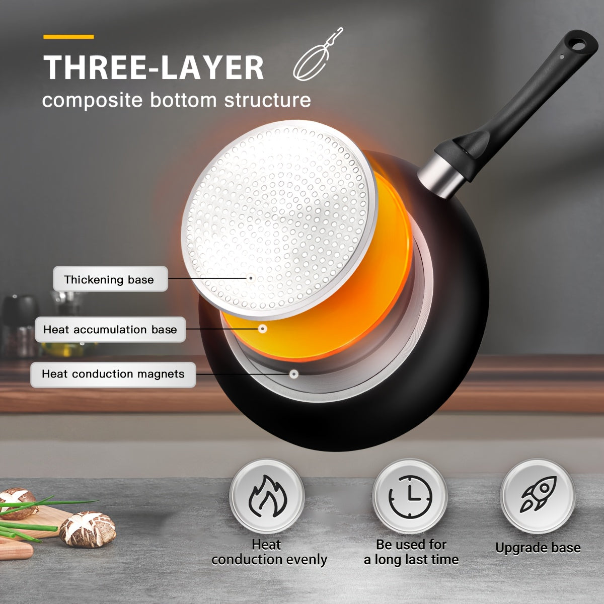 Set of 8 Ceramic Cookware Pieces - Features Stock Pot, Milk Pan, and Frying Pans with Lids - Made of Long-Lasting Black Aluminum for Induction and Gas Stoves