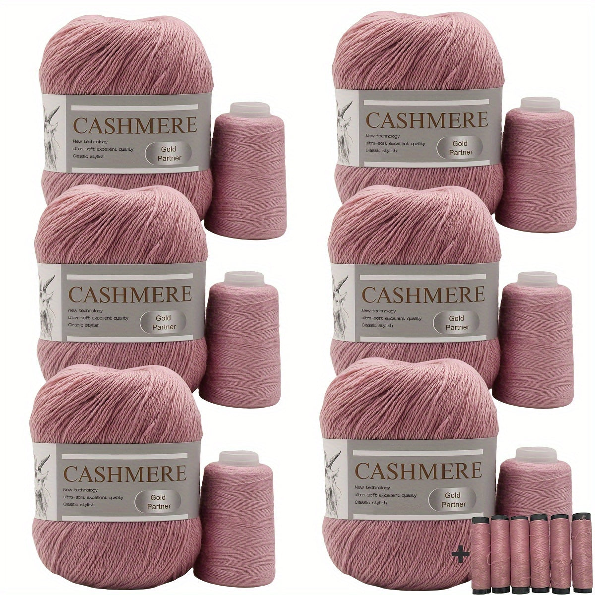 6 luxurious cashmere yarns for hand knitting and crocheting. Ideal for making sweaters, scarves, hats, shawls, cardigans, and gloves. High-quality, soft, warm, multicolored bundle in 10.58