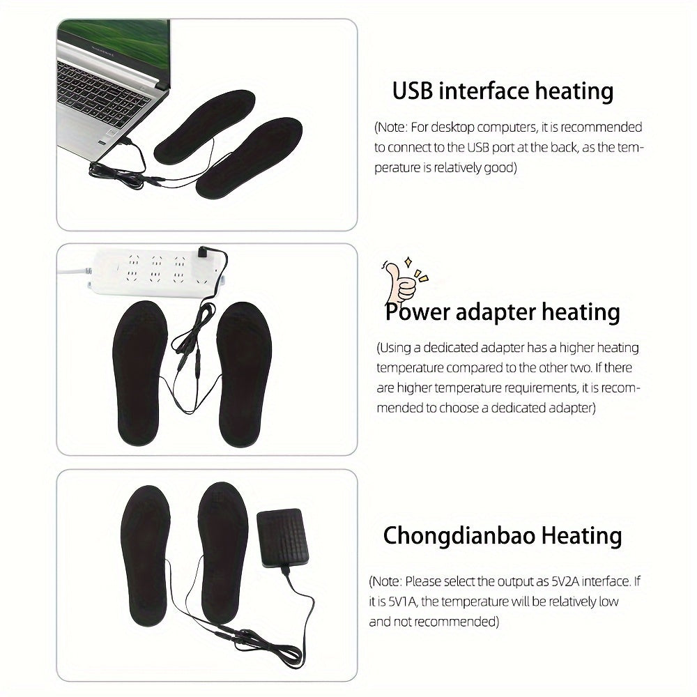 USB Heated Insole: Ideal for Winter Activities, Keeps Feet Warm.