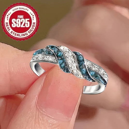 1 elegant twisted design S925 Women's ring, with cubic Zirconia, suitable for weddings, engagements, anniversaries, and parties.