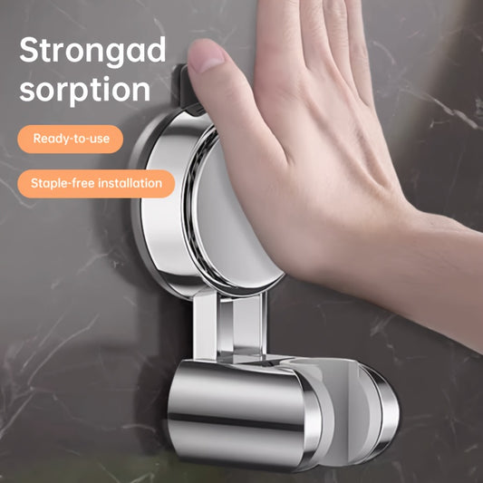 Musurjoy Adjustable Suction Cup Shower Head Holder - Easily removable, no drilling necessary. Great for home decor and gift-giving. Silver finish.