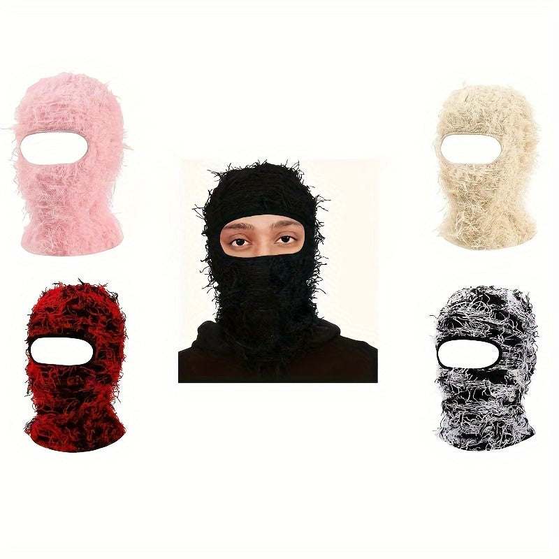 Stylish Knit Face Scarf Mask - Tie-Dye Acrylic Balaclava with Single Hole, Ski Windproof Cap, Stretchy Unisex Headwear for Cozy Weekends, Breathable & Insulating - Made with Precision Knitting